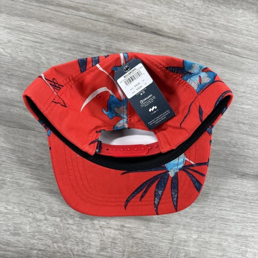 Budweiser Hat Cap Snap Back Red Floral Billabong Advertising Patch Mens Organic - Picture 8 of 10